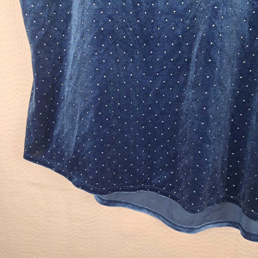 Elle Women Soft Velvet Navy Blue Size L Embellished Sleeveless - Picture 7 of 11